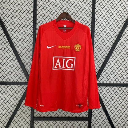 Manchester United Retro 2007-2008 Local Kit Manga Larga