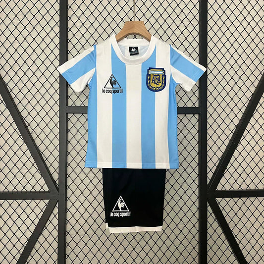 1986 Retro Argentina Local Kit Talla Niño