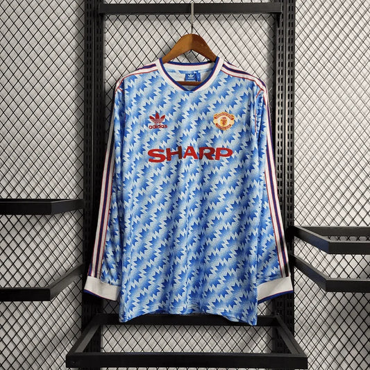 1990/1992 Retro Manchester United Visitante Manga Larga
